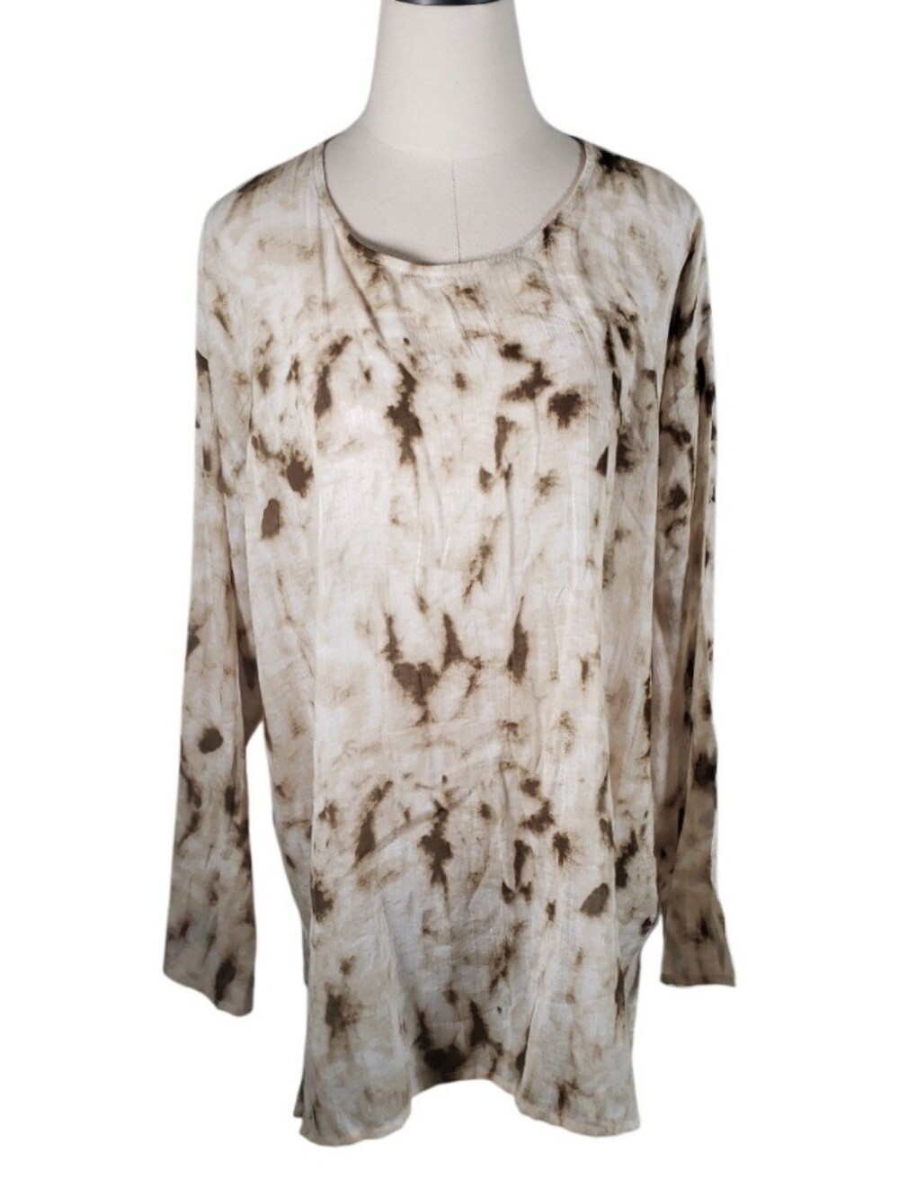 Logo Laurie Golstein Long Sleeve Tye Die Tissue Cotton Tunic Top Boho Coastal M